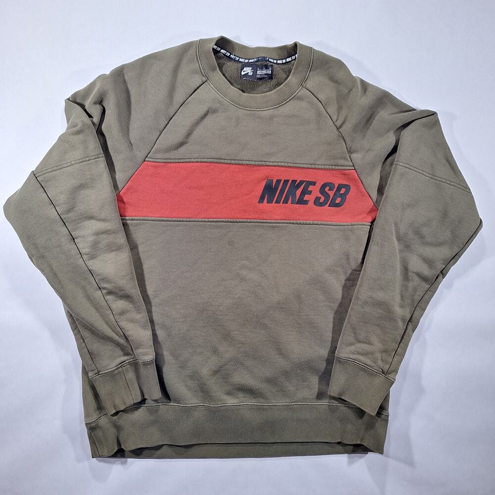 Nike SB Men's XL Everett Sweatshirt Olive Green Long Sleeve Crew Neck Sweater